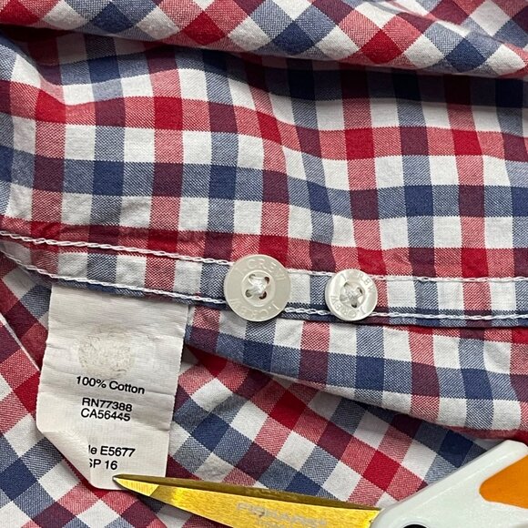 J.Crew Factory Slim Fit Gingham Check Button Down Shirt Men's Size Medium Cotton - Picture 7 of 9